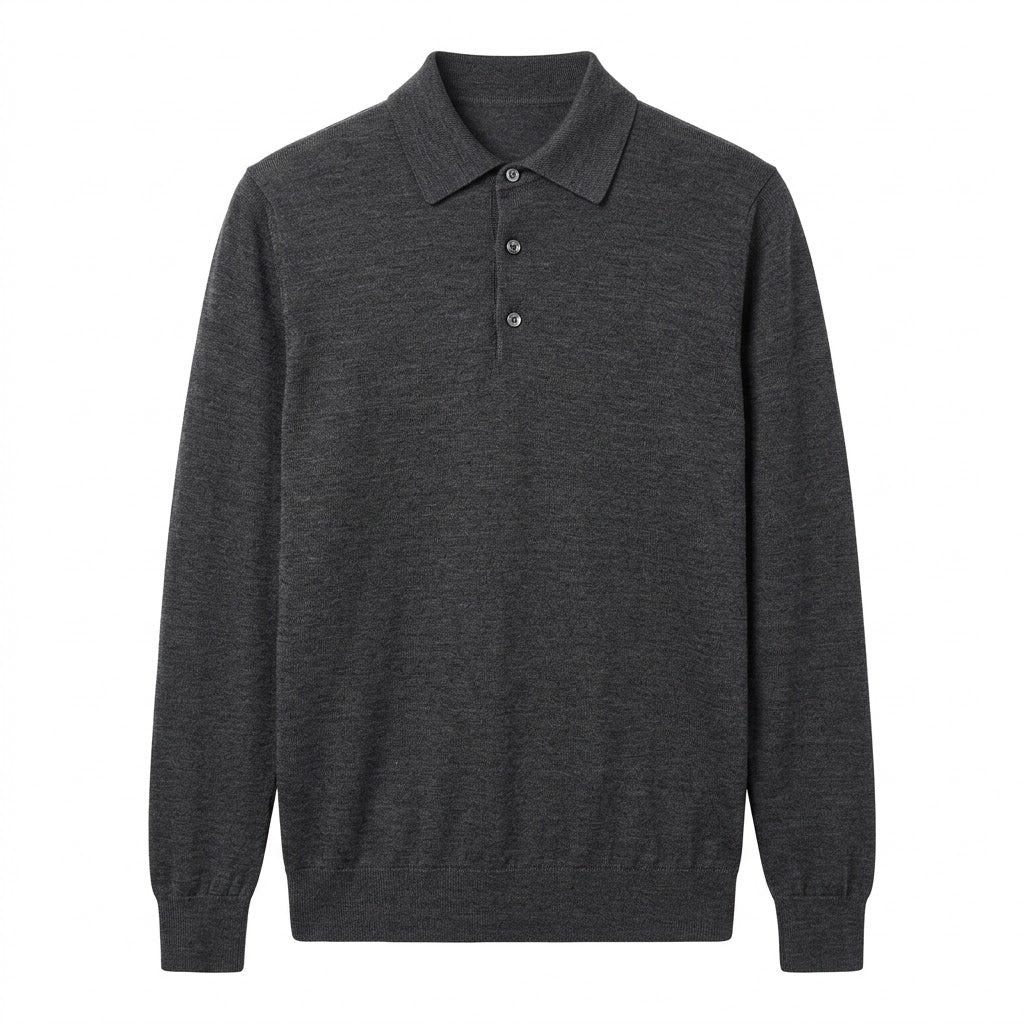 Fine-Knit Merino Wool Polo Shirt