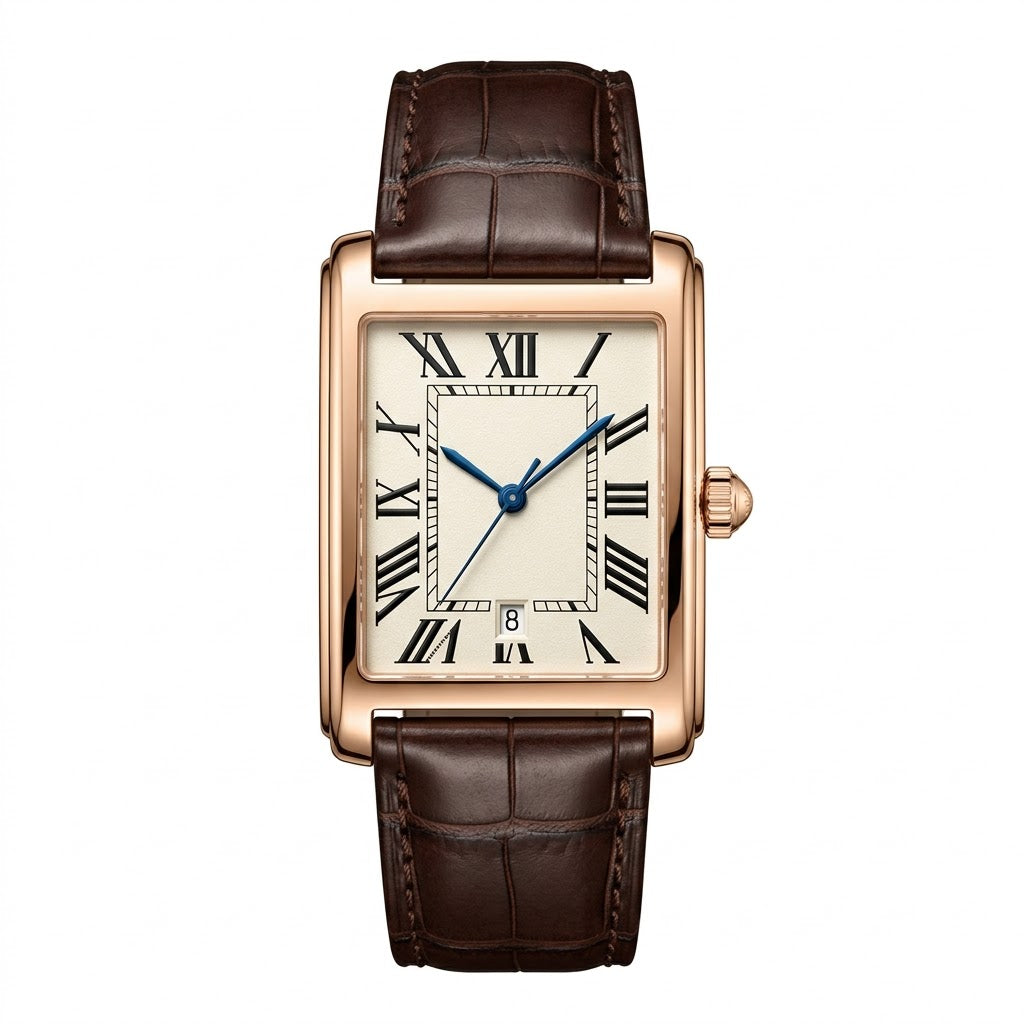 Rose Gold Time-Piece with Roman Numerals
